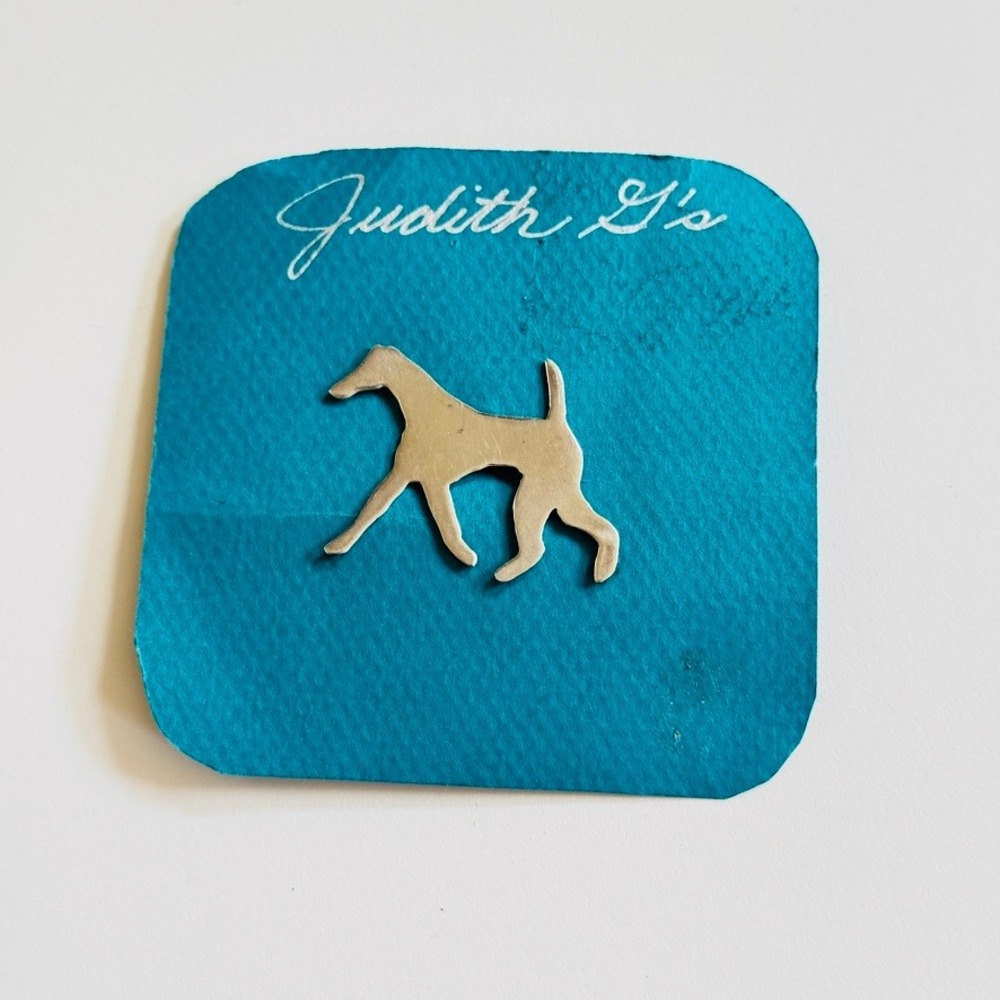 VTG Judith G's galloping Horse Brooch pin Western Signed sterling 925 silver